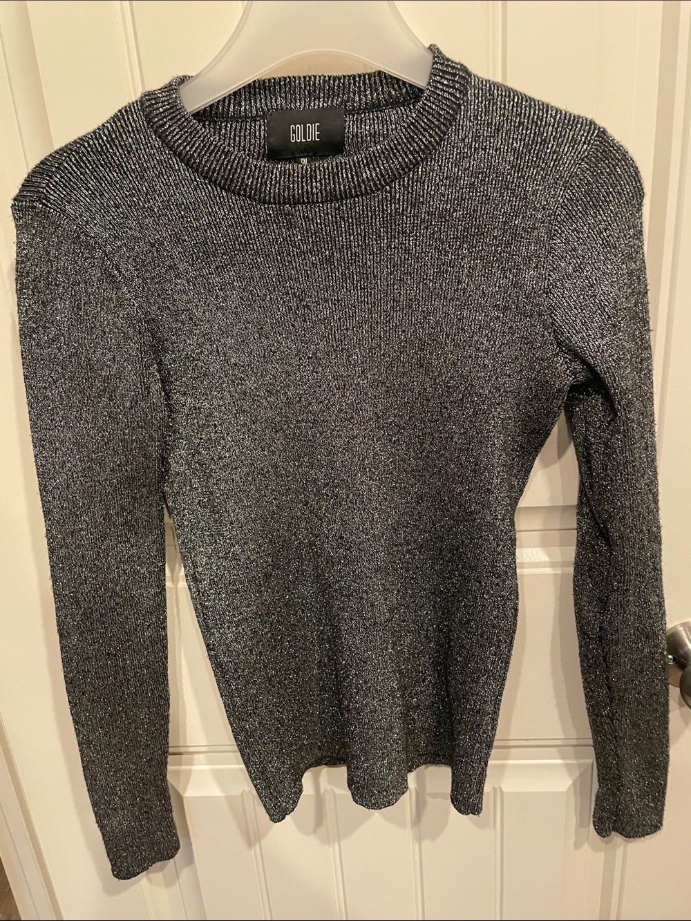 Goldie Shimmery Charcoal Metallic Crewneck Sweater - Picture 3 of 5